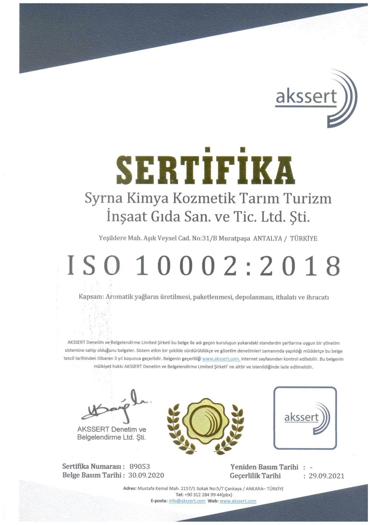 Syrna ISO 10002